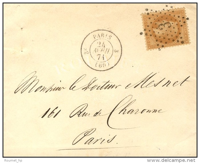 Etoile 3 / N&deg; 28 C&agrave;d De Rayon 3 PARIS 3 (60) 24 AVRIL 71 Sur Lettre De Paris Pour Paris. Rare... - Guerre De 1870