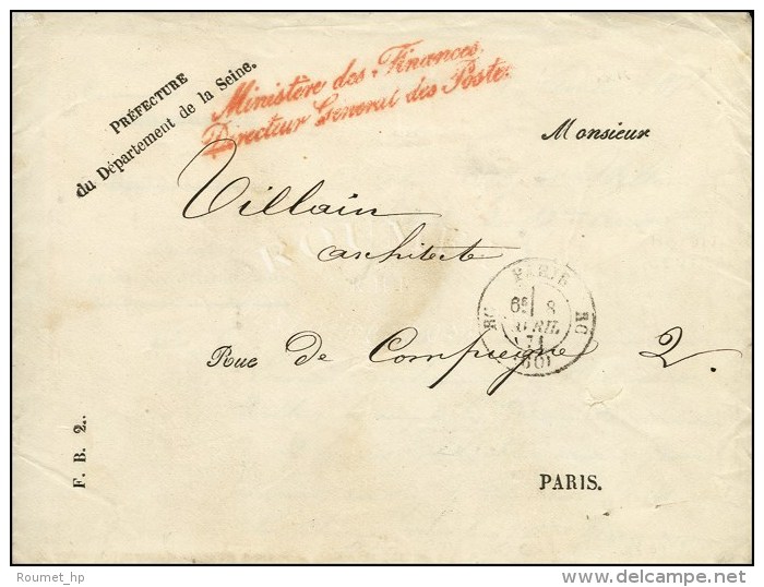 C&agrave;d RC PARIS RC (60) 8 AVRIL 71 Sur Lettre En Franchise Locale  Minist&egrave;re Des Finances / Direction... - Guerre De 1870