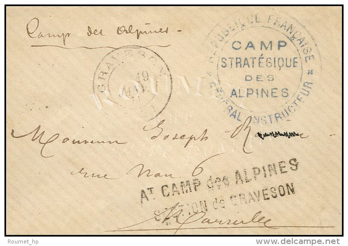 C&agrave;d De Fortune GRAVESON Sur Lettre En Franchise Pour Marseille. Griffe AT CAMP DES ALPINES / SECTION DE... - Guerre De 1870