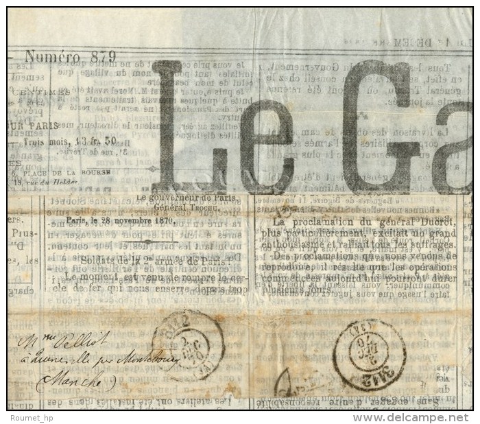 Journal Entier Le Gaulois Dat&eacute; De Paris Le 1er DEC. 70 Adress&eacute; &agrave; Montebourg (Manche). Bureau... - Guerre De 1870