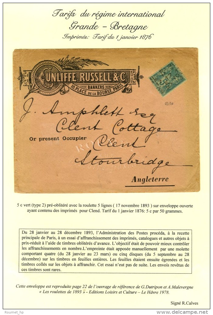 Pr&eacute;o 75 5 Lignes (17 Novembre 1893) Sur Enveloppe Publicitaire Illustr&eacute;e Pour Clemd. - SUP. - RR. - Other & Unclassified