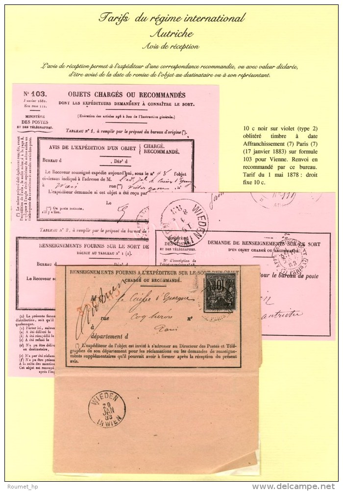 C&agrave;d (7) PARIS (7) AFFRANCHISSEMENT / N&deg; 89 Sur Avis De R&eacute;ception Pour Vienne. 1883. - TB / SUP. - Autres & Non Classés