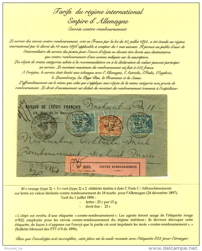 C&agrave;d C PARIS C / AFFRANCHISSEMENTS Sur Lettre Partielle En Valeur D&eacute;clar&eacute;e Contre Remboursement... - Other & Unclassified