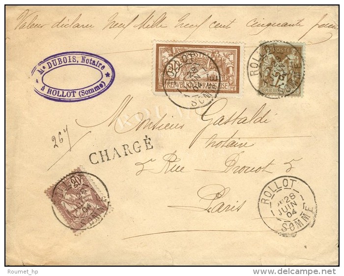 C&agrave;d ROLLOT / SOMME / N&deg; 105 + N&deg; 120 + N&deg; 126  Sur Lettre Charg&eacute;e Au 3&egrave;me... - 1876-1878 Sage (Type I)