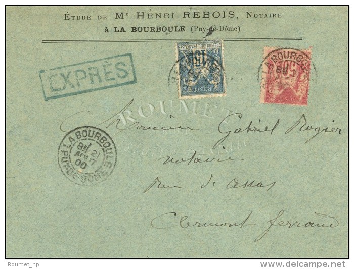 C&agrave;d LA BOURBOULE / PUY-DE-DOME / N&deg; 101 + 104 Sur Lettre Pour Clermont Ferrand, Cachet Bleu EXPRES. - TB... - 1876-1878 Sage (Type I)