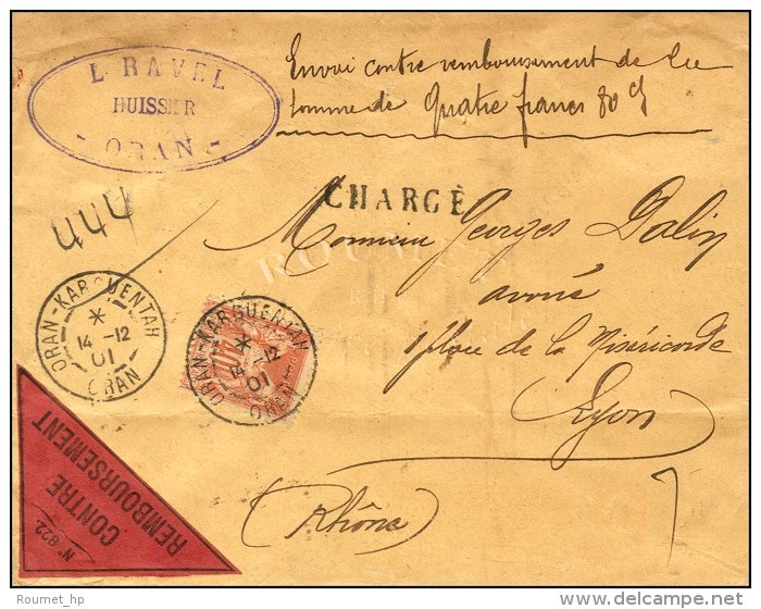 ORAN-KARGUENTHA / ORAN / N&deg; 94 Sur Envoi Contre-remboursement De Moins De 50g (valeur : 4,80 Frs) Pour Lyon... - 1876-1878 Sage (Type I)