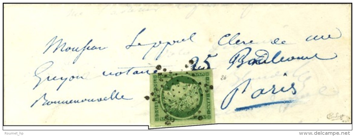 Etoile / N&deg; 2 Nuance Vert Fonc&eacute; (superbes Marges) Sur Lettre Avec Texte De Paris Pour Paris. 1852. -... - 1849-1850 Cérès