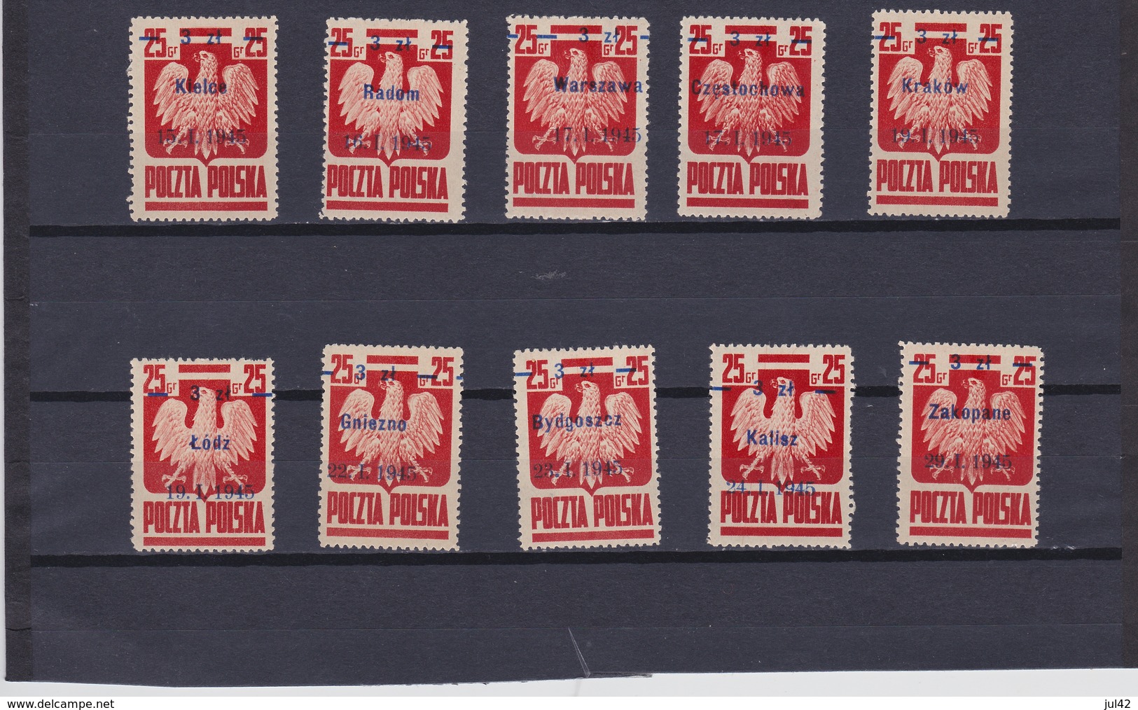 1945  Mi. 350I/X, Scott 347/56, Yvert 439 (10x) Mint  Hinged - Unused Stamps