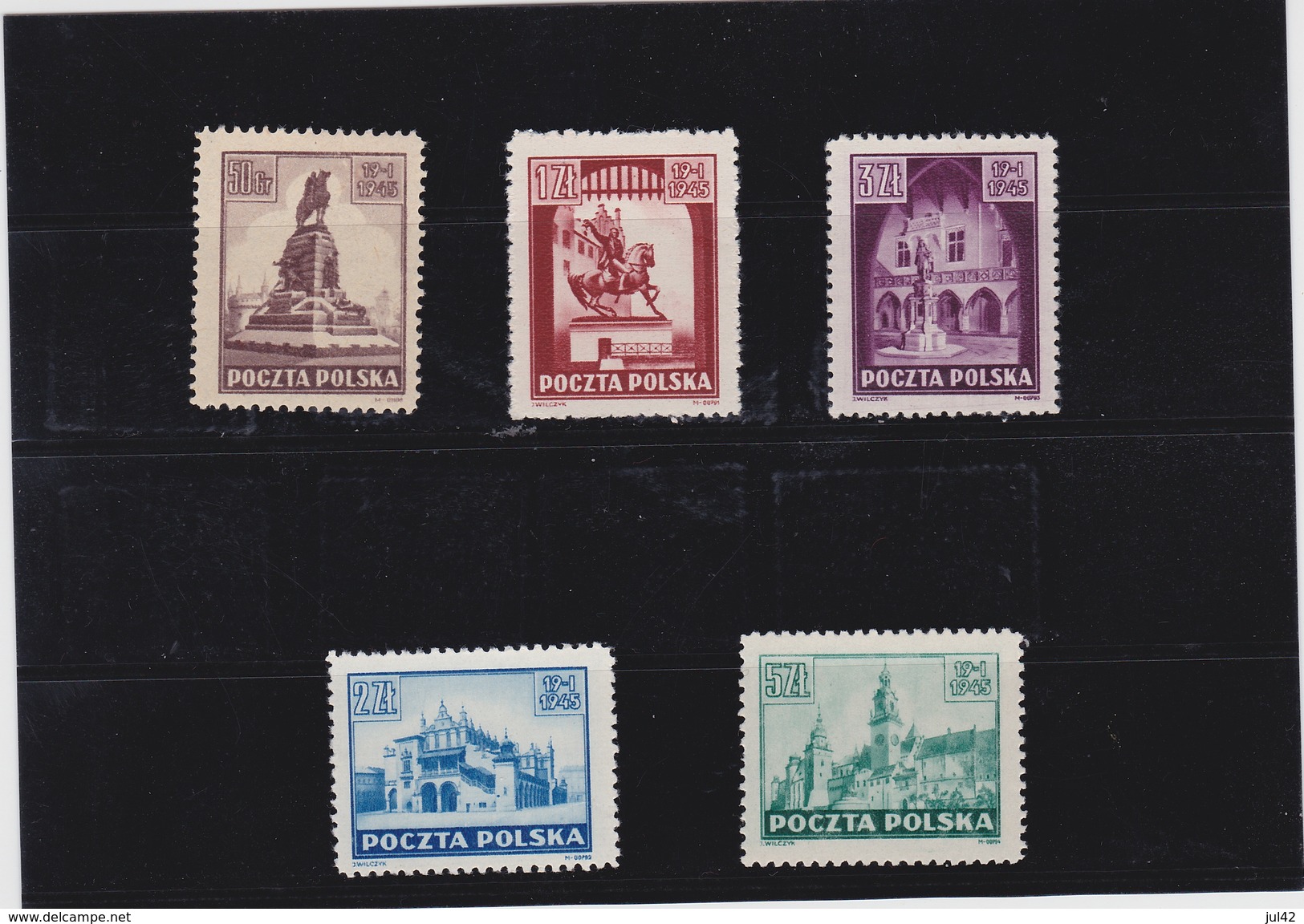 1945  Mi. 393/97, Scott 357/61, Yvert 442/46 Mint Never Hinged - Unused Stamps