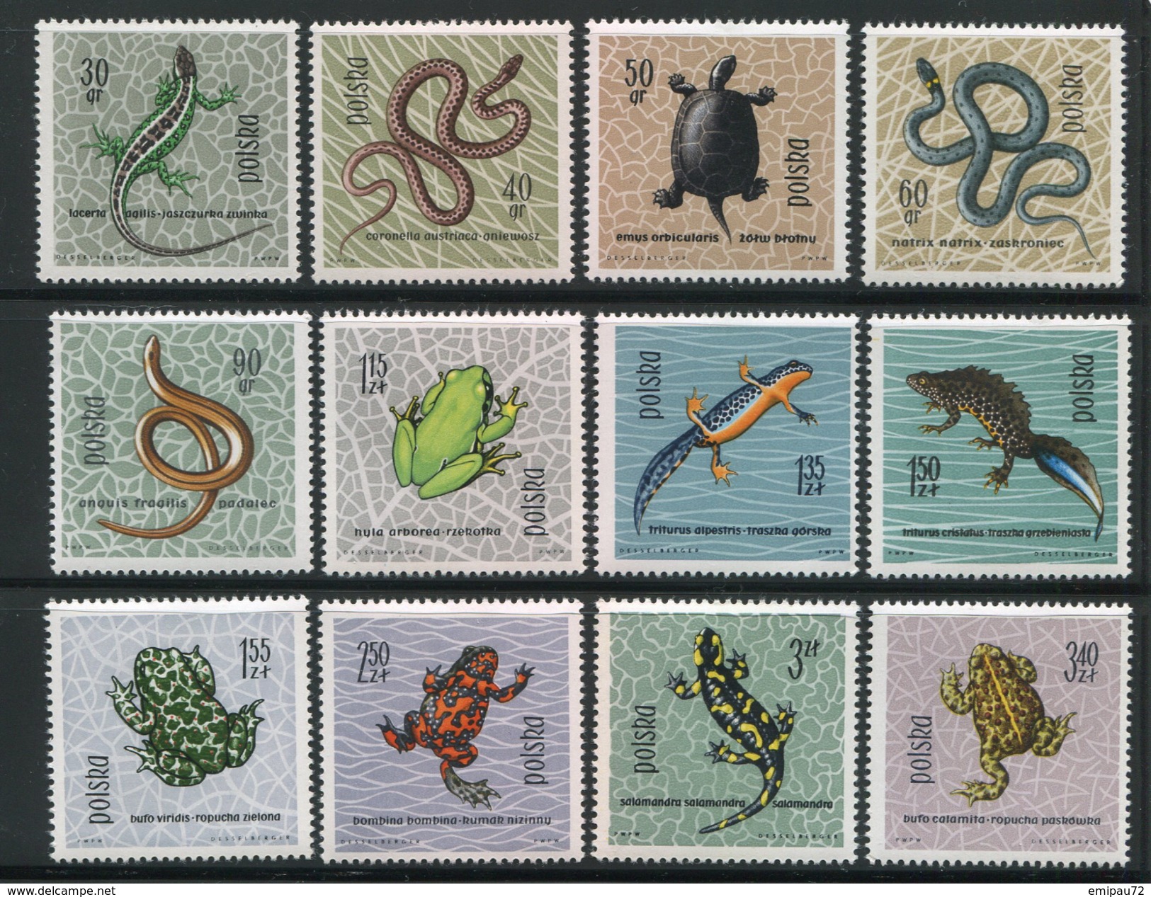 POLOGNE- Y&T N°1259 à 1270- Neufs Avec Charnière * (reptiles Et Amphibiens) - Unused Stamps