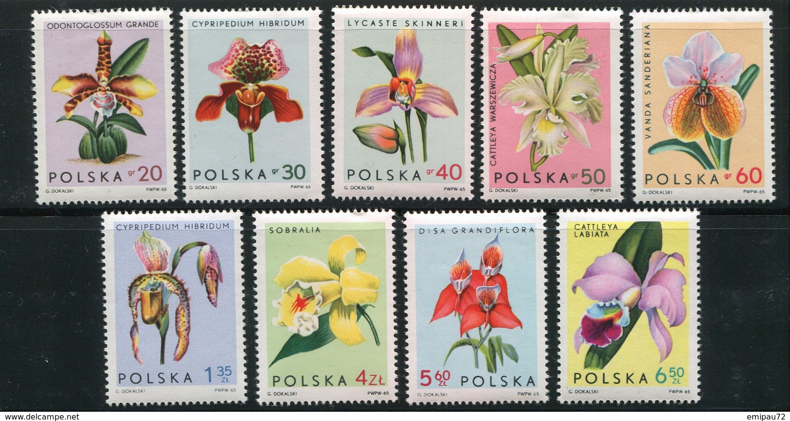 POLOGNE- Y&T N°1463 à 1471- Neufs Avec Charnière * (orchidées) - Unused Stamps