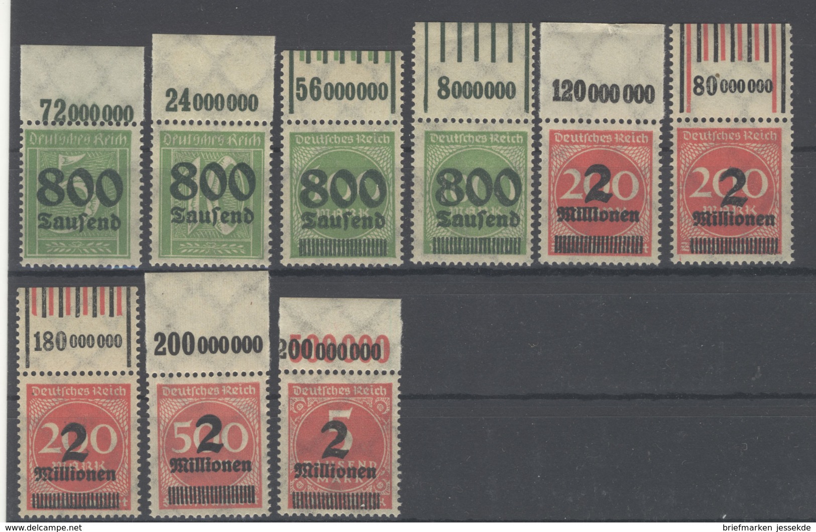 Lot Deutsches Reich Zwischen Michel No. 301 - 312 A ** Postfrisch OR Oberrand - Ungebraucht