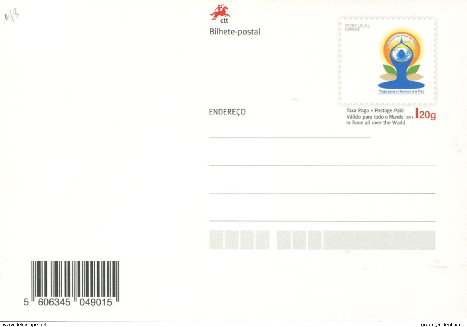 18875 Portugal, Stationery Card 2015 Yoga Day, Dia Internacional Do Yoga, Journè De Yoga - Unclassified