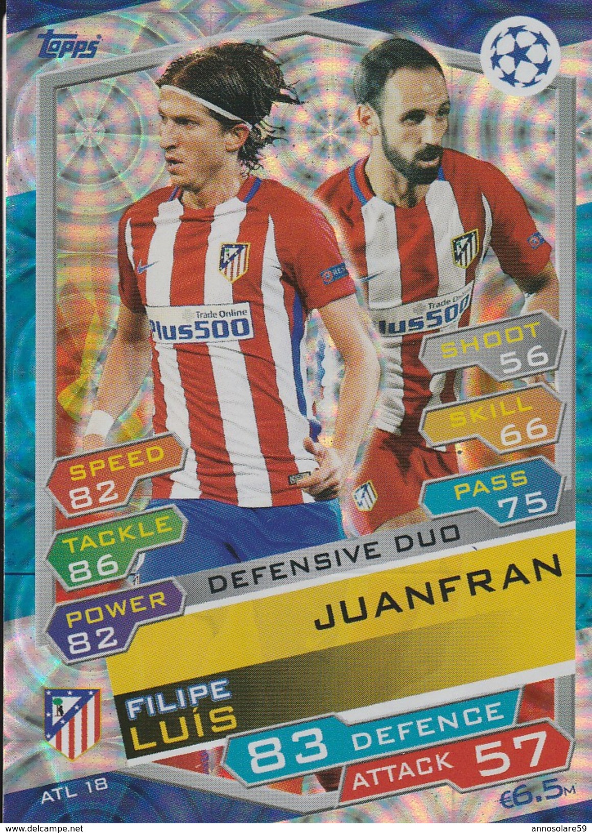 CHAMPIONS LEAGUE MATCH ATTAX 2016/2017 - DUO (JUANFRAN / PILIPE LUIS) CLUB ATLETICO DE MADRID -  LEGGI - Sonstige & Ohne Zuordnung