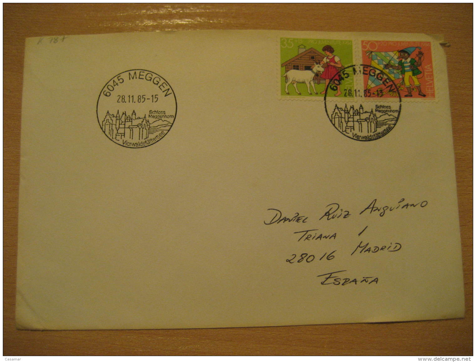 MEGGEN Castle Chateau 1985 Cancel Cover SWITZERLAND - Covers & Documents