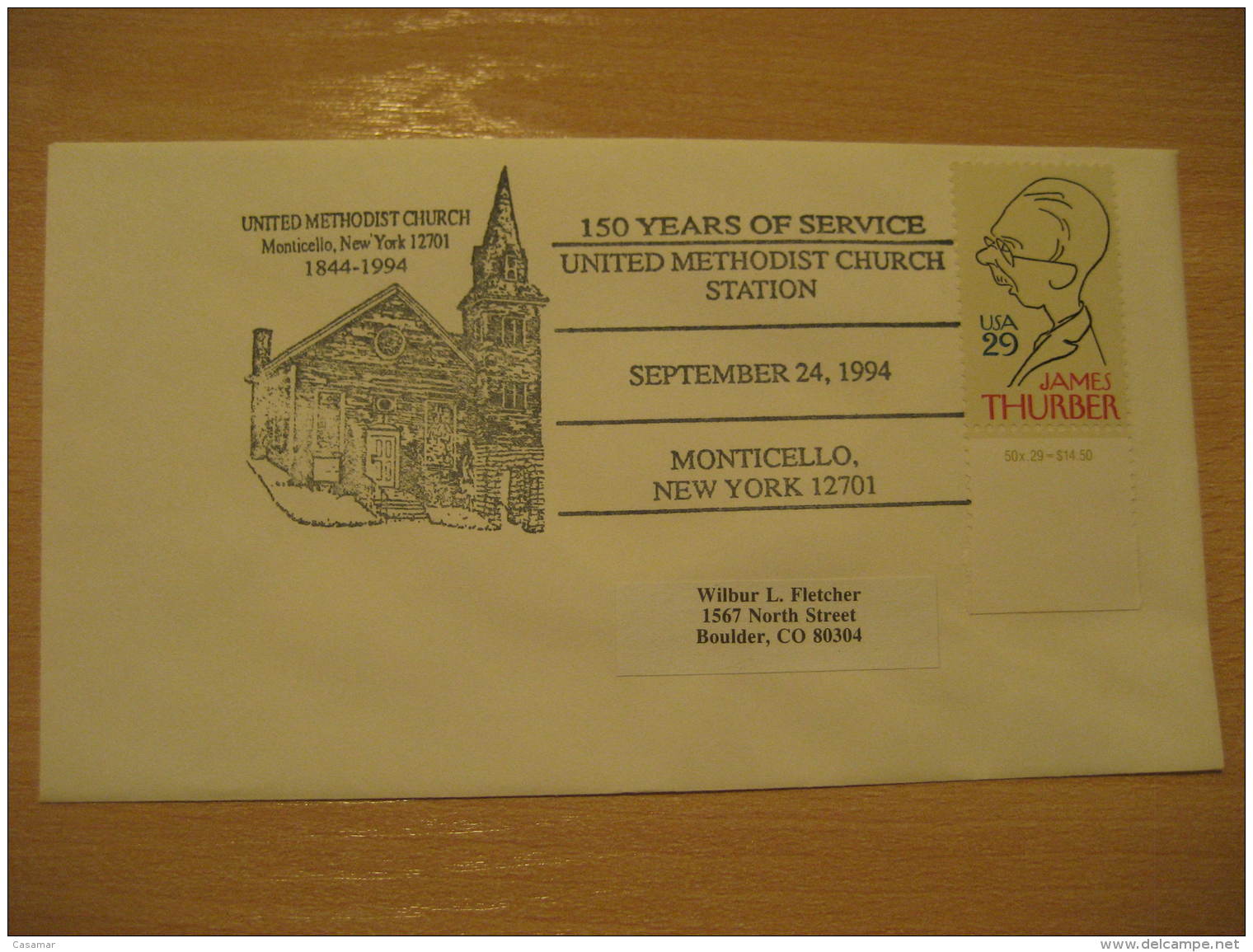 UNITED METHODIST CHURCH Christianity Religion MONTICELLO 1994 Cancel Cover USA - Christentum