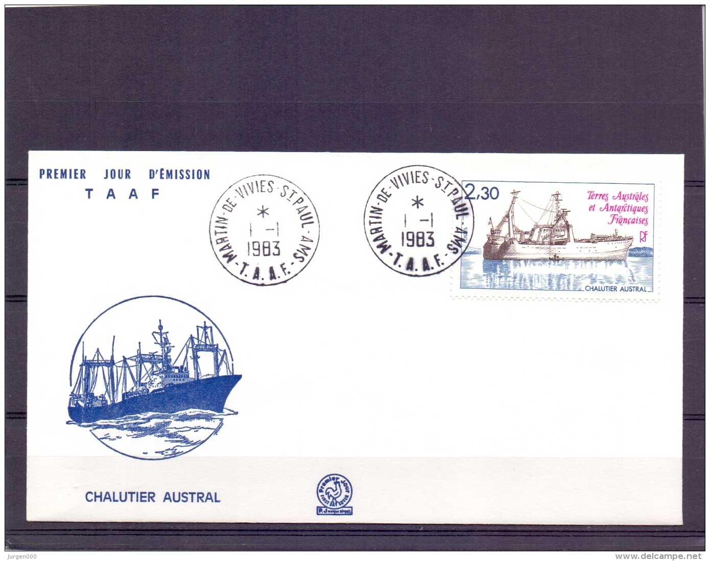 T.A.A.F - Chalutier Austral - FDC -  Martin De Vivies St. Paul 1/1/1983  (RM11421) - Lettres & Documents