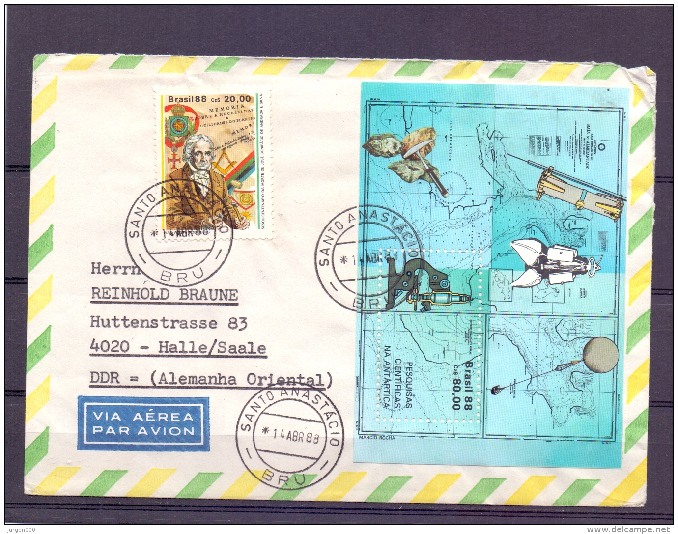 Brasil - Pesquisas Cientificas Na Antartica - Santo Anastacio 14/4/88  (RM11428) - Other & Unclassified