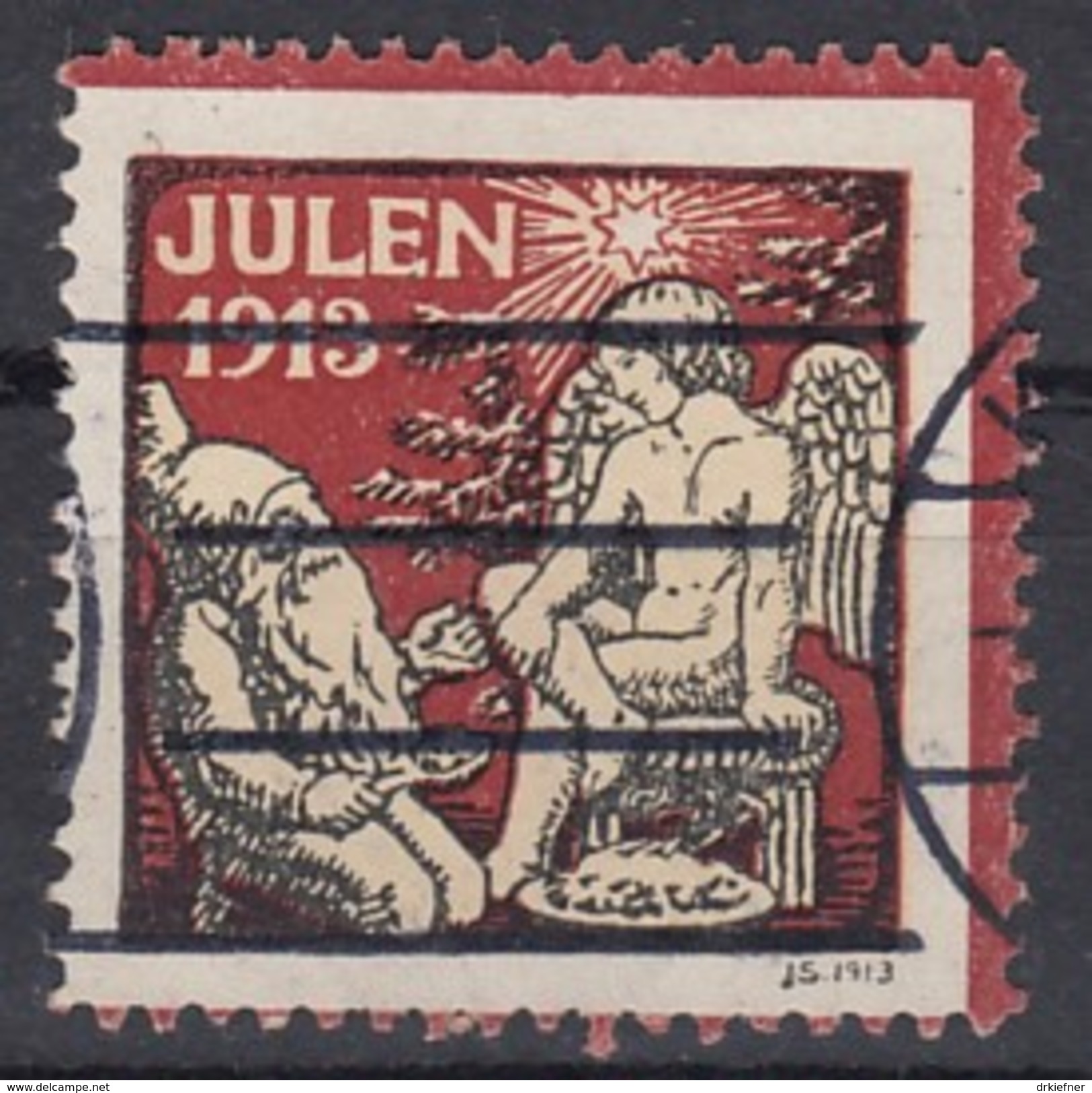 Dänemark, Julen 1913, Weihnachten, Reklamemarke, Julemaerket, Engel Und Zwerg - Cinderellas