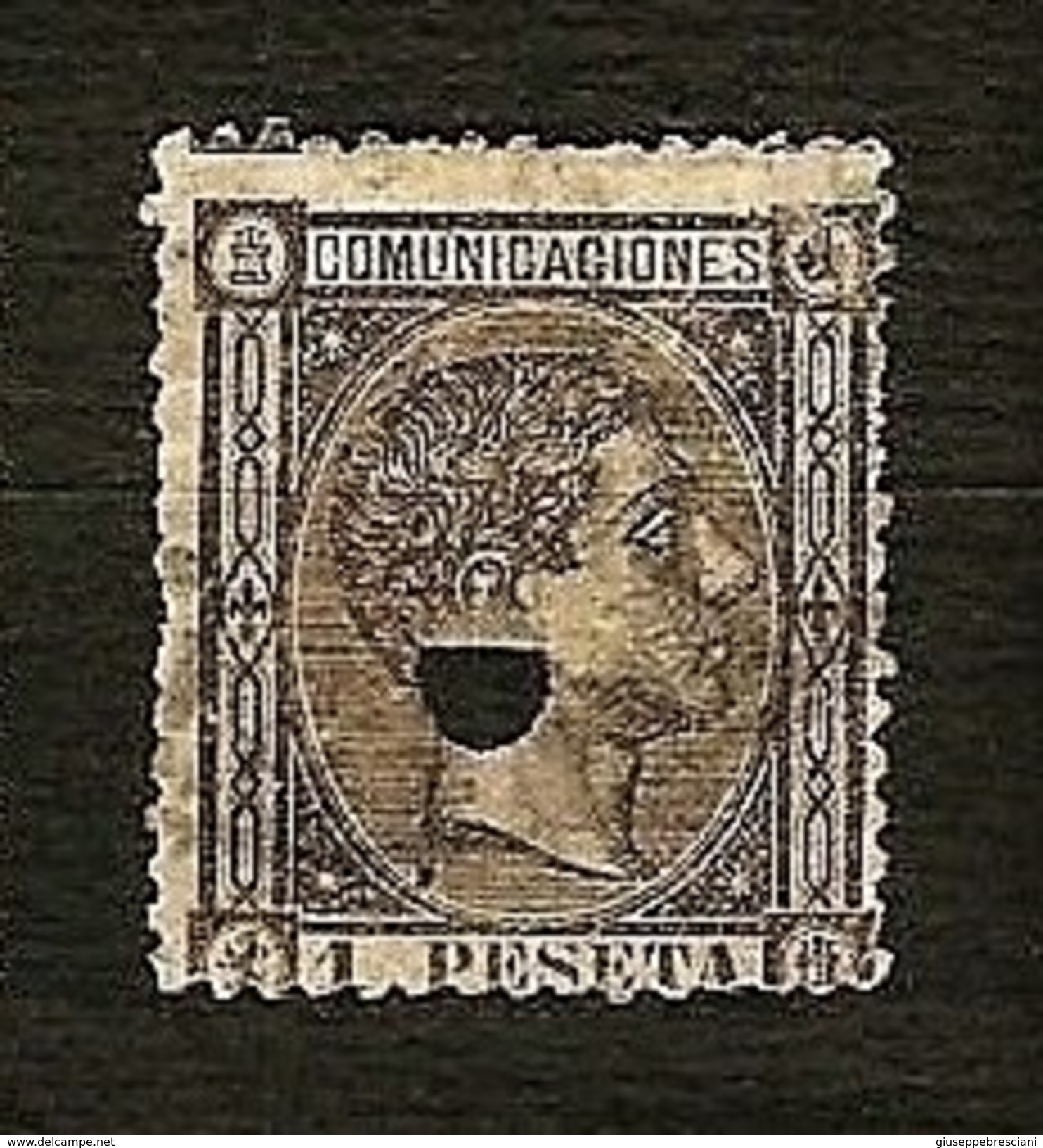 SPAGNA 1875 - Telegrafos - Alfonso XII - 1 P. Negro Grisaceo - Edi:ES 169T - Gebraucht