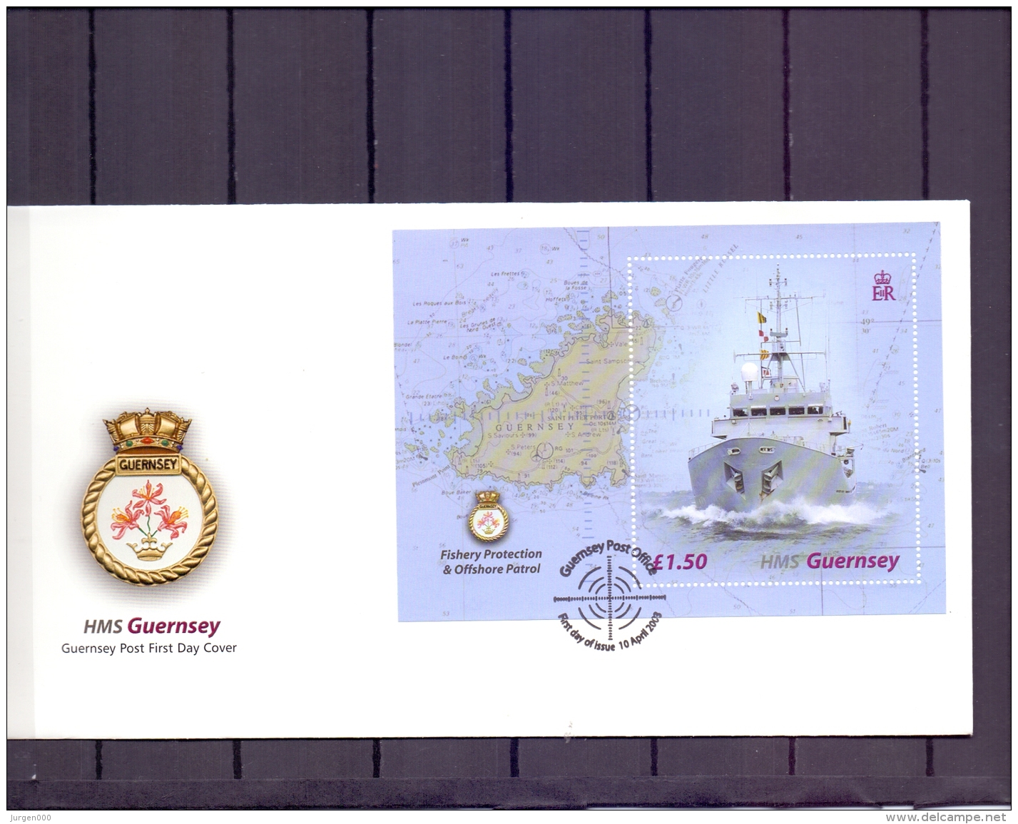 Guernsey -  Fishery Protection And Offshore Patrol - FDC - 10/4/2003    (RM11959) - Schiffe