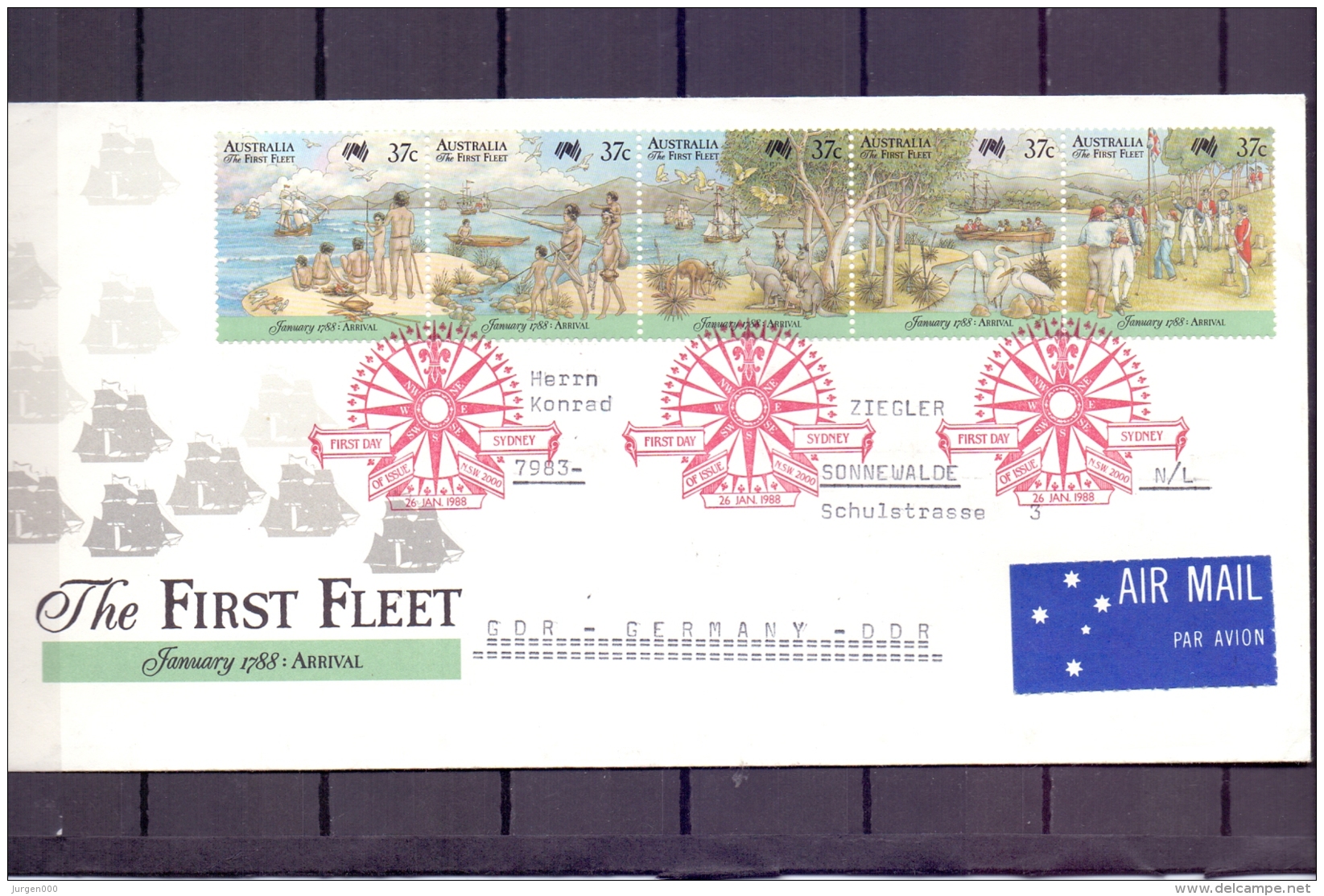 Australia -  The First Fleet - FDC -  Sydney  26/1/1988  (RM11963) - Schiffe