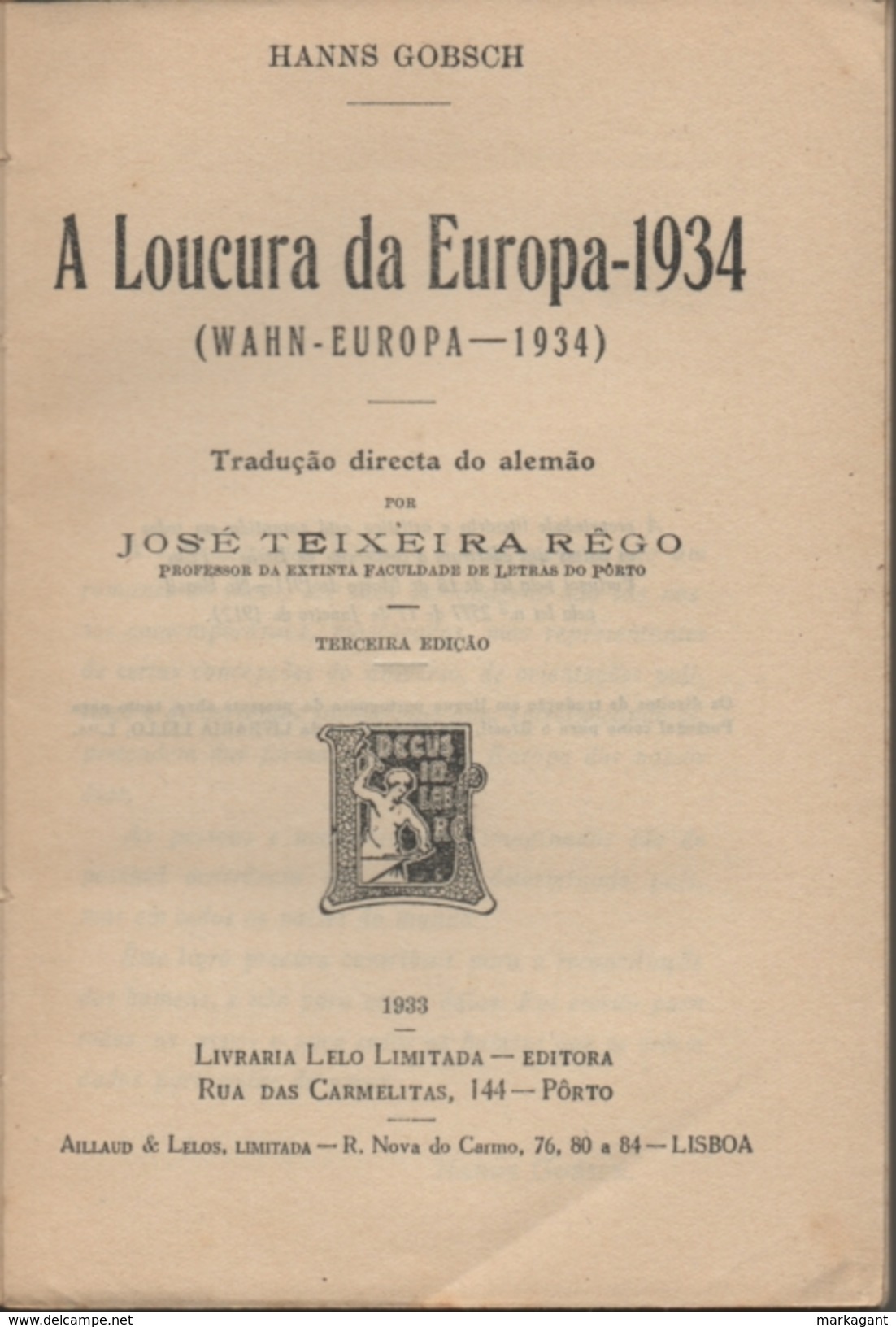 HANS GOBSCH: A LOUCURA DA EUROPA 1934 - Oude Boeken