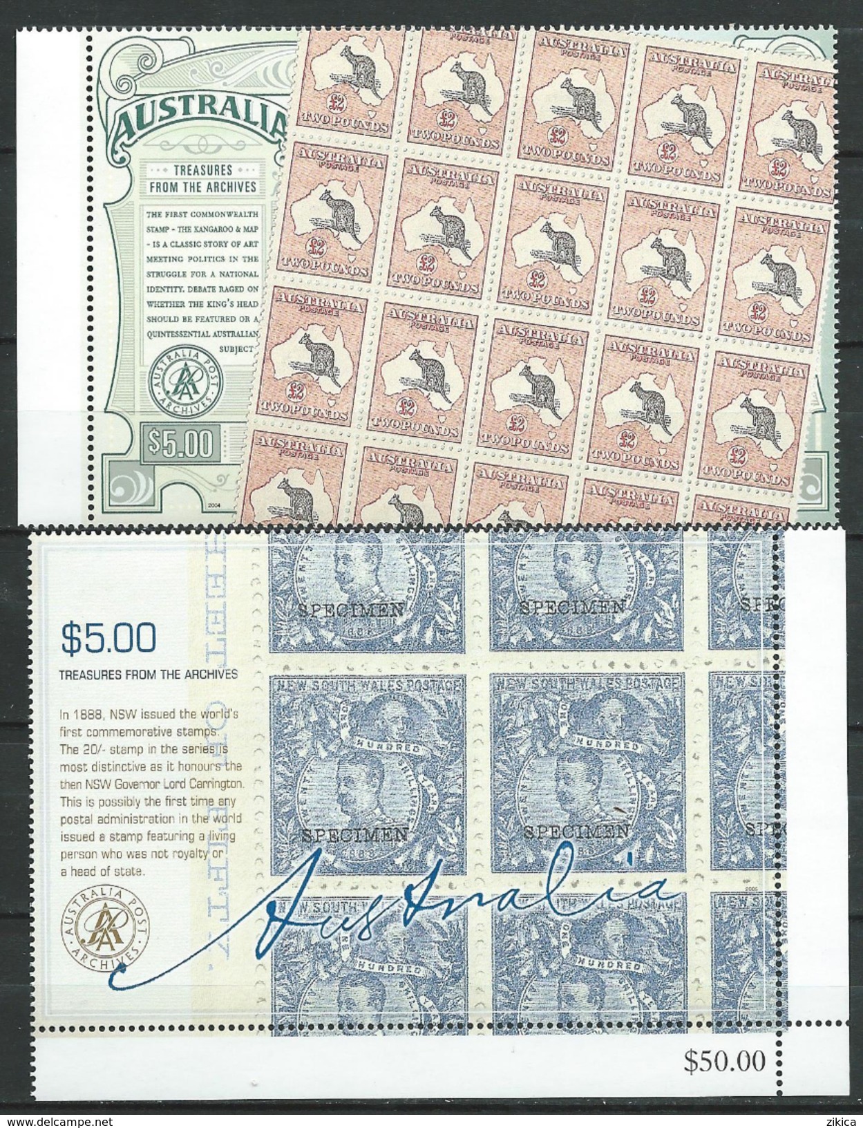 Australia 2004/2005 Treasures From The Archives.Post & Philately/Stamps On Stamps.MNH - Mint Stamps