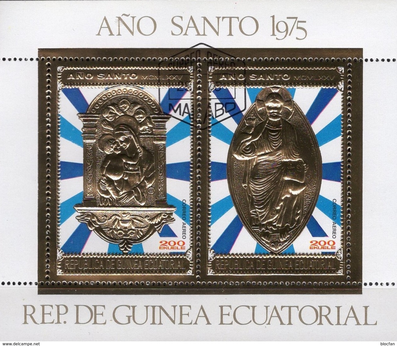 Madonna Heilige Jahr 1975 Äquatorial Guinea Block 199 O 8&euro; Jerusalem Jesus Bloc Gold S/s Sheet Ms Bf Ecuator.Africa - Christentum