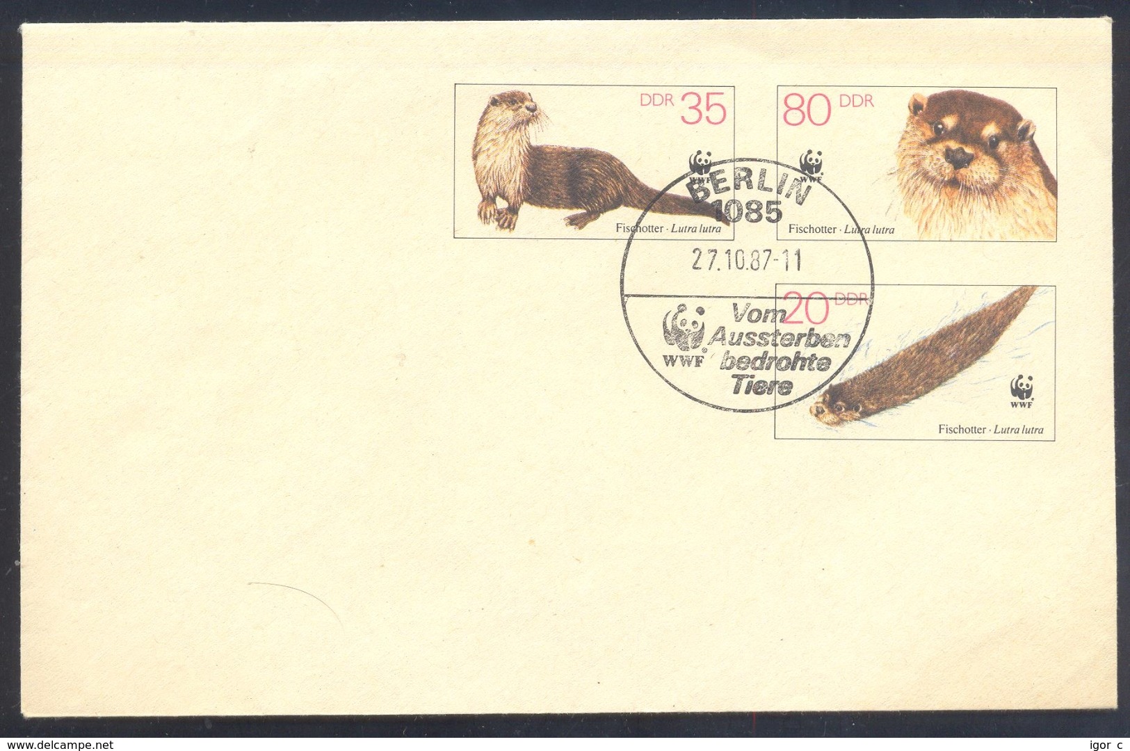 Germany Deutschland DDR 1987 Postal Stationery Cover: Fauna Rodents Rongeurs Nagetiere; Fischotter Loutre (Lutra Lutra) - Nager