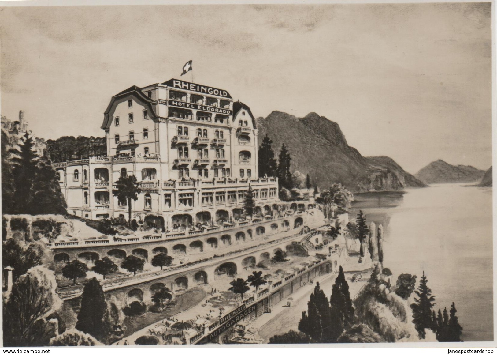 REAL PHOTOGRAPHIC POSTCARD - RHEINGOLD HOTEL ELDORADO - LUGANO-CASTAGNOLA - - Lugano