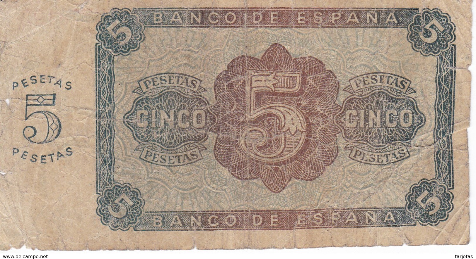 BILLETE DE ESPAÑA DE 5 PTAS DE BURGOS DEL AÑO 1938 SERIE C  (BANKNOTE) - 5 Peseten