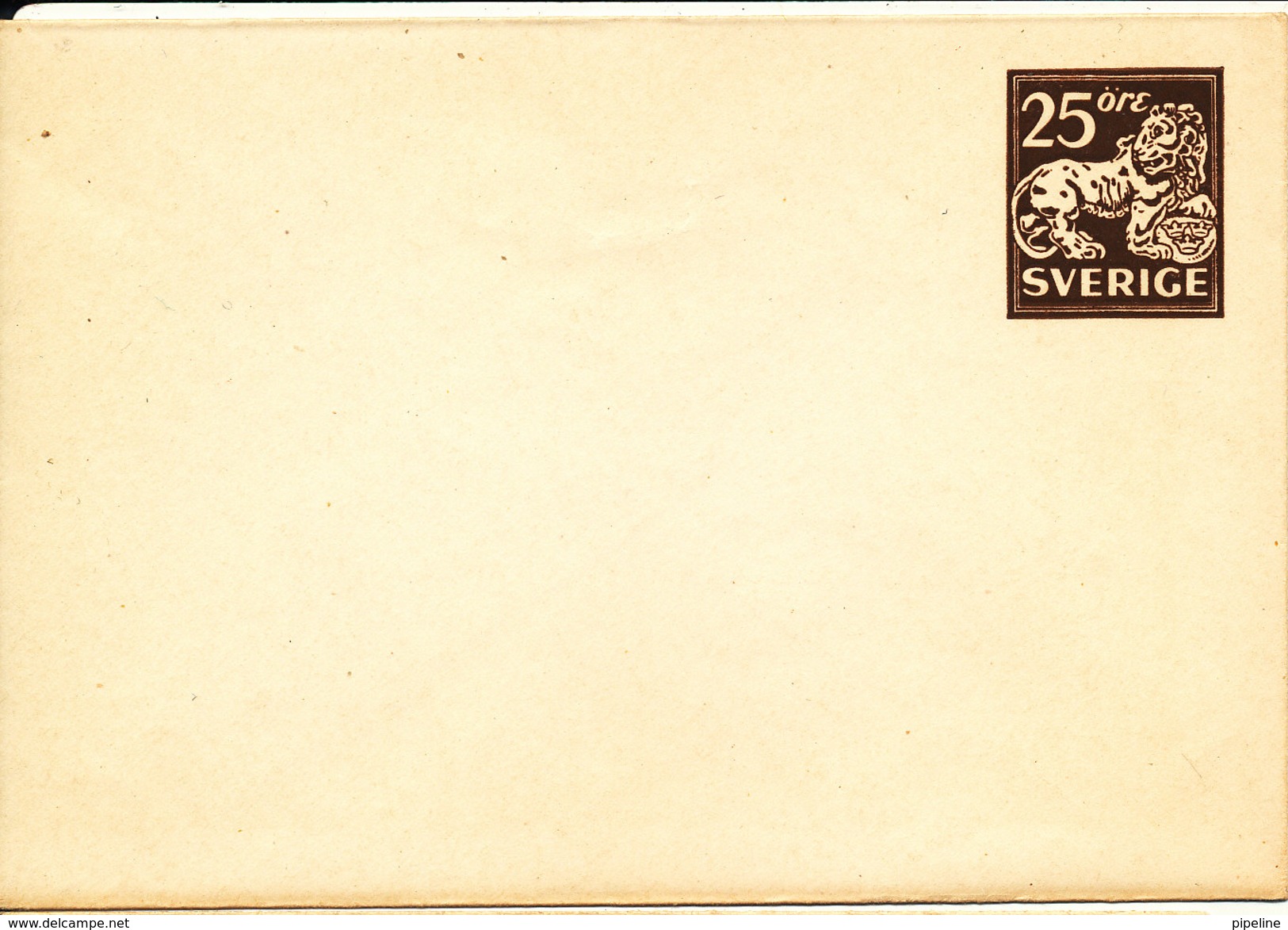 Sweden Small Postal Stationery Cover 25 öre Brown In Mint Condition - Postal Stationery