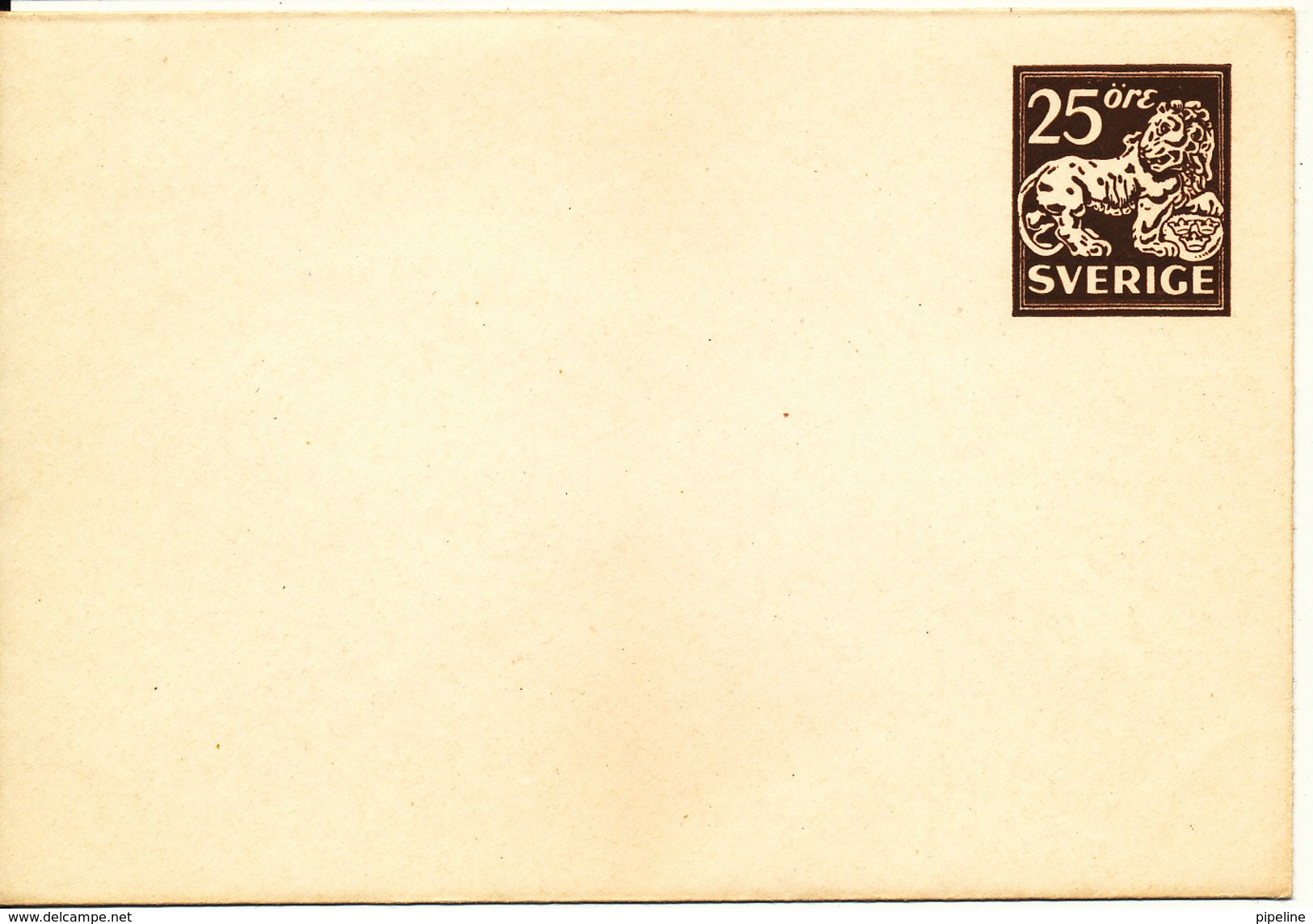 Sweden Small Postal Stationery Cover 25 öre Brown In Mint Condition - Postal Stationery