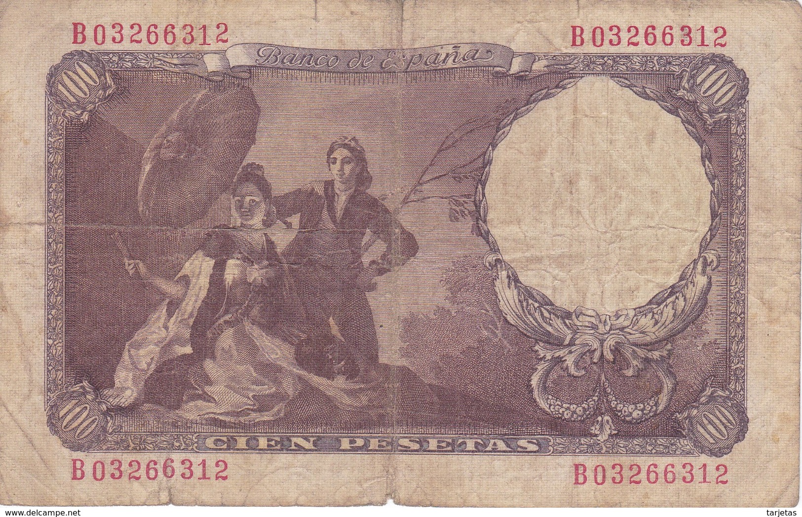 BILLETE DE ESPAÑA DE 100 PTAS 19/02/1946 SERIE B (BANK NOTE) GOYA - 100 Pesetas