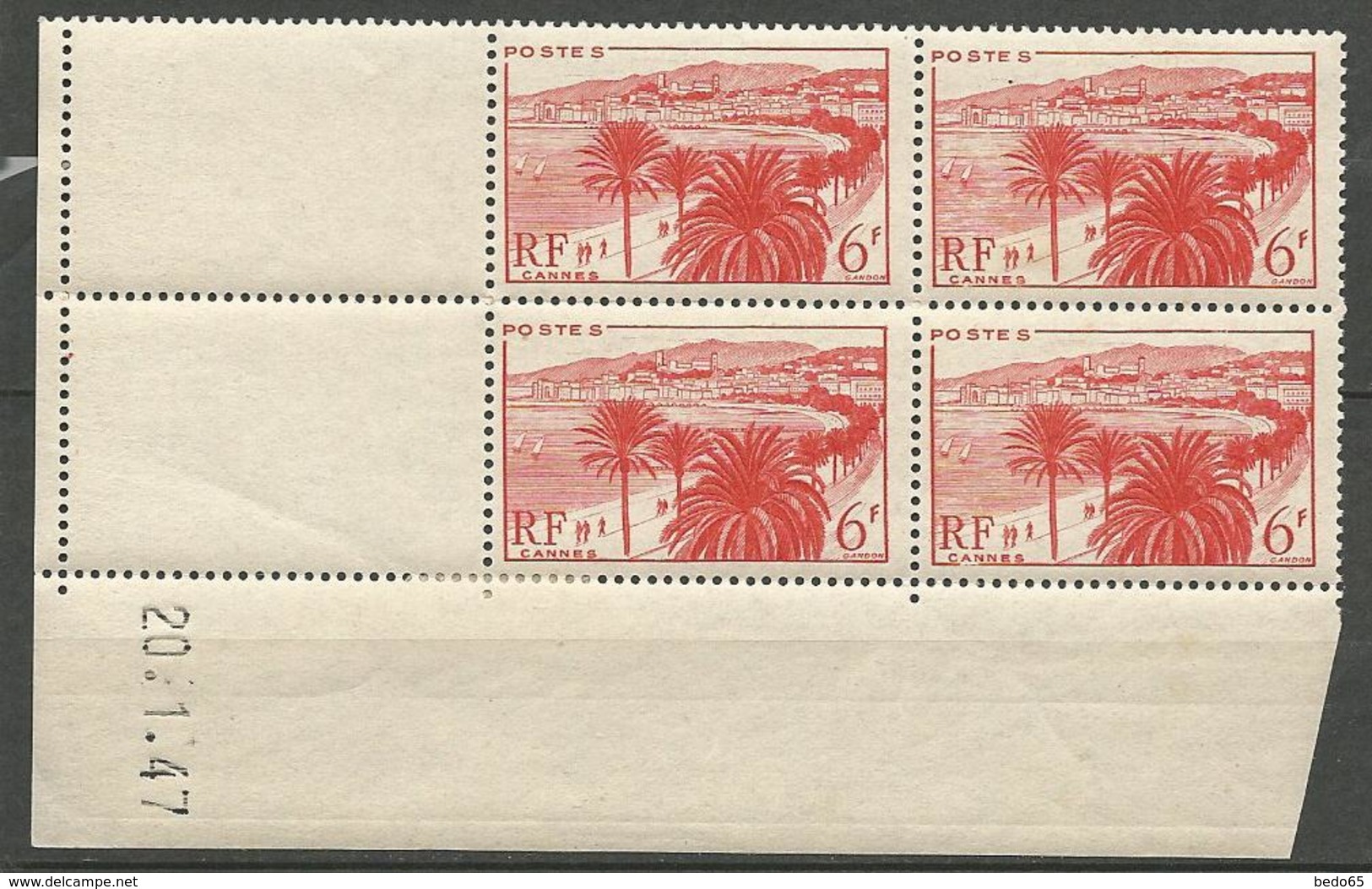 LA CROISETTE CD 20/1/1947  N° 777 NEUF** SANS CHARNIERE MAIS ADHERENCE SUR BORD DE FEUILLE  / MNH - 1940-1949