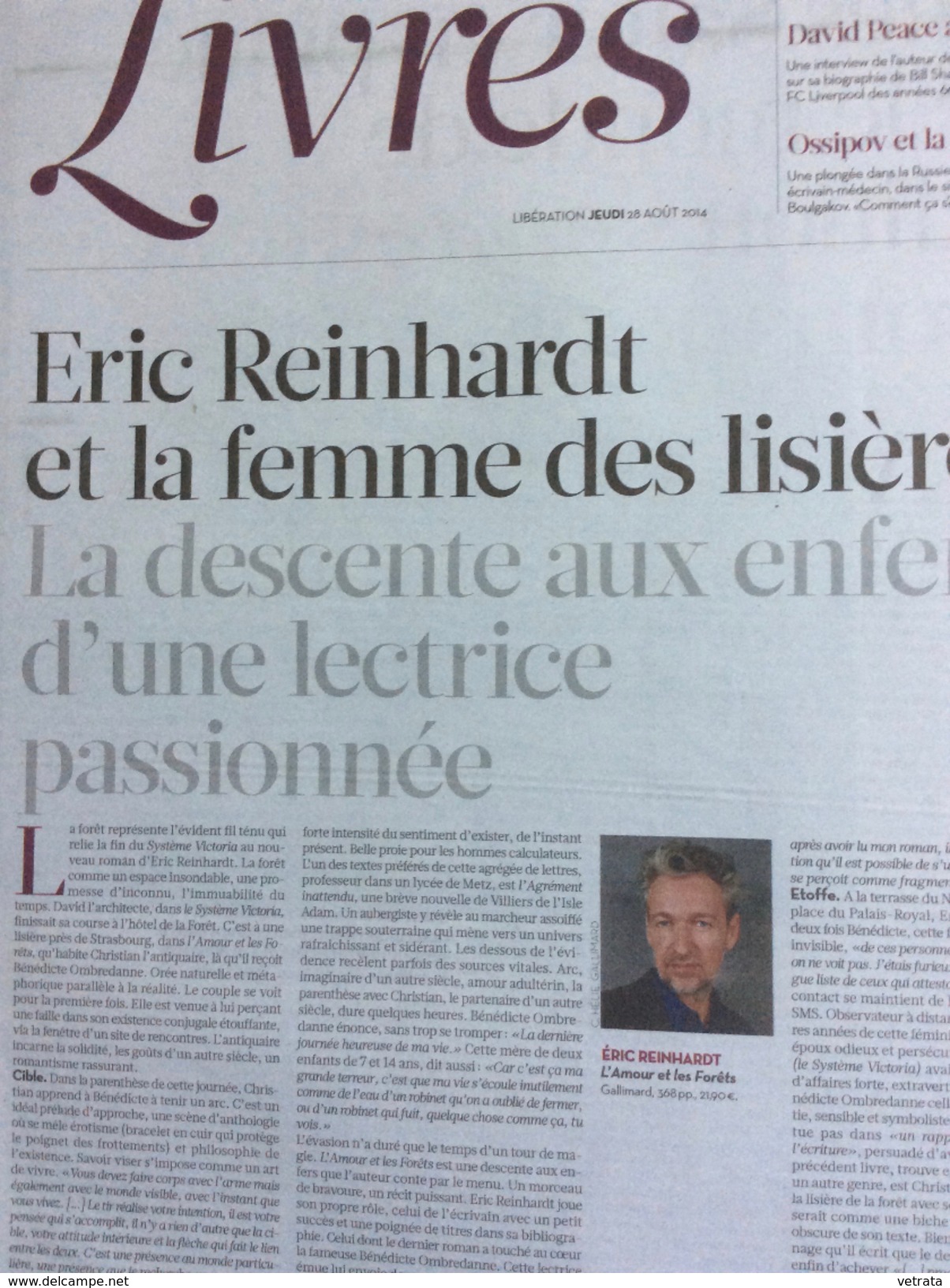 Libération Supplément Livres 8 Pages Du 28/08/14 : E. Reinhardt / J. Salter / D. Peace - Kranten Voor 1800