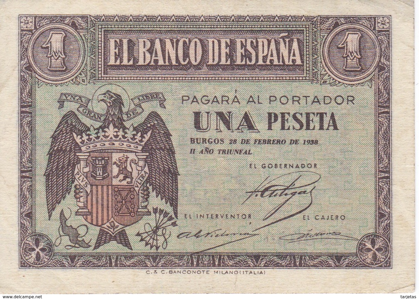 BILLETE DE 1 PTA DEL 28 DE FEBRERO 1938 SERIE D CALIDAD EBC (XF)  (BANKNOTE) - 1-2 Pesetas