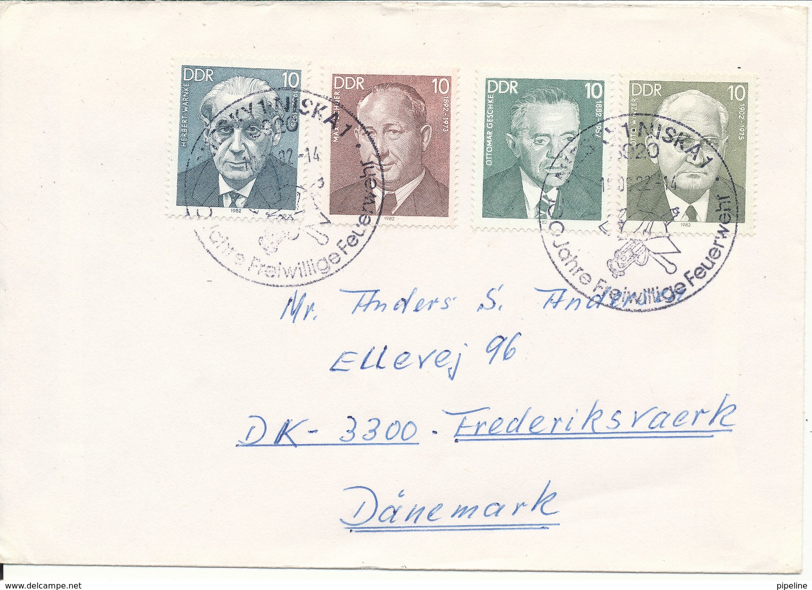 Germany DDR Cover Sent To Denmark 10-8-1982 - Lettres & Documents