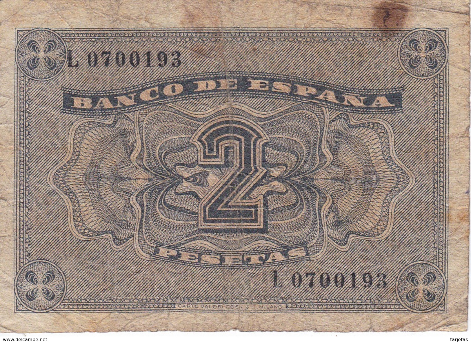 BILLETE DE 2 PTAS DE 1938 CATEDRAL DE BURGOS SERIE L  (BANKNOTE) - 1-2 Pesetas