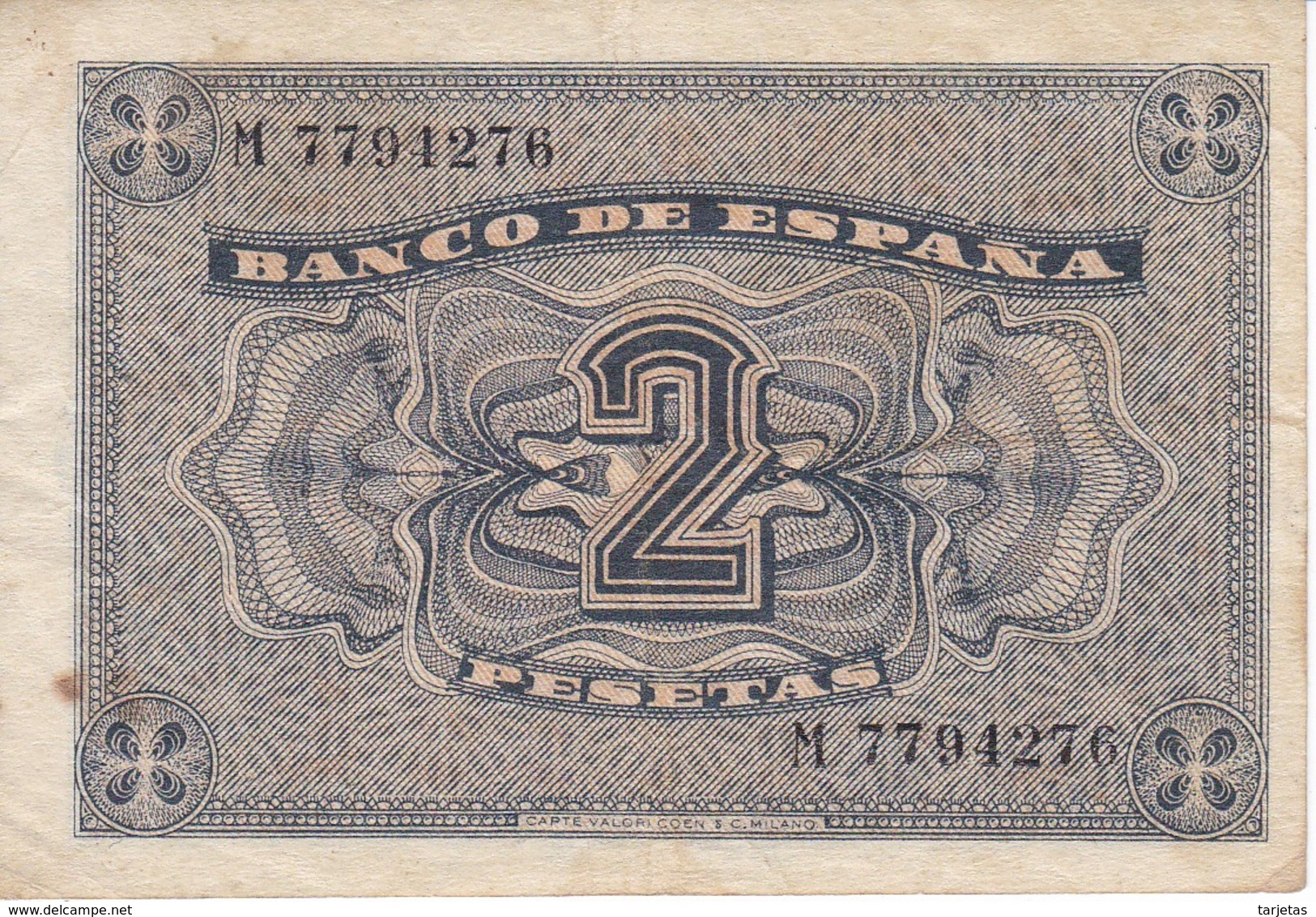 BILLETE DE ESPAÑA DE 2 PTAS  DEL AÑO 1938 SERIE M CALIDAD MBC (VF) (BANKNOTE) - 1-2 Pesetas