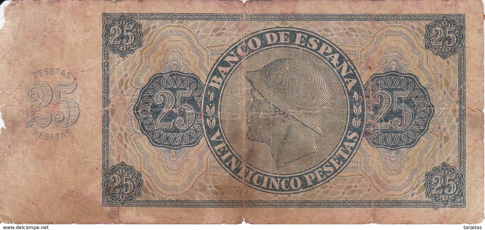 BILLETE DE ESPAÑA DE 25 PTAS DEL 21/11/1936 SERIE J CALIDAD  RC (BANKNOTE) - 25 Peseten