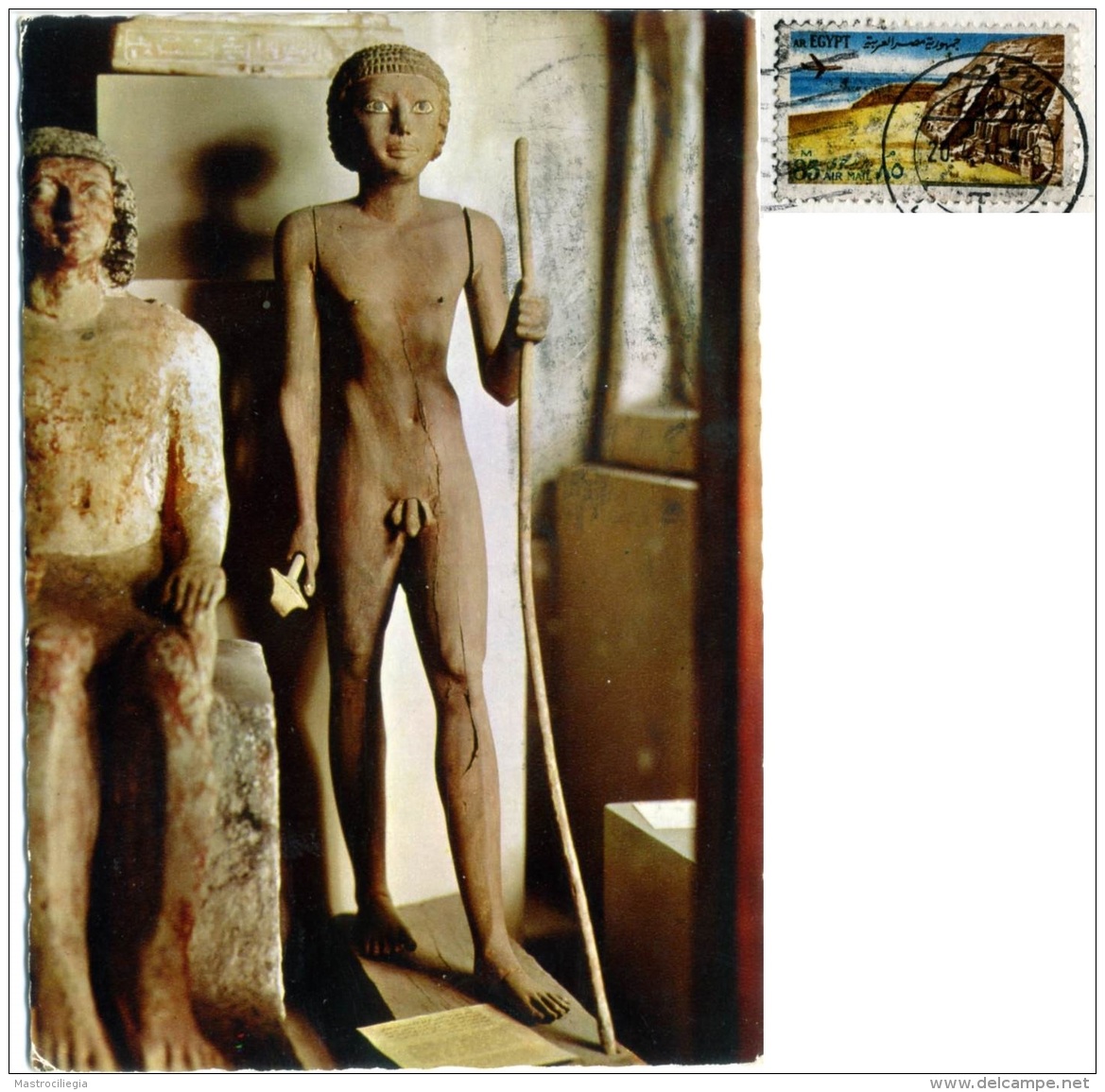 EGYPT  EGITTO  CAIRO  The Egyptian Museum  Wooden Statue Of A Young Man  Nice Stamp - Musei