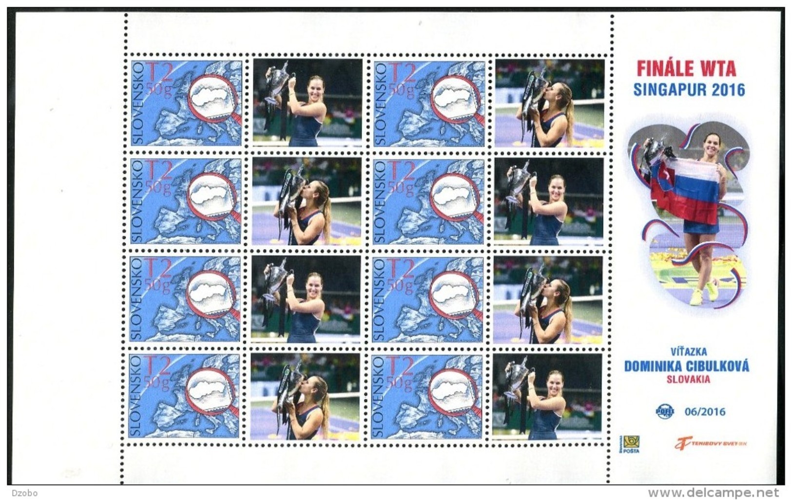 202 SLOVAKIA Dominika CIBULKOVA Women's  Tennis Winner WTA Singapoure 2016 Stamp With A Personalized Coupon - Blocks & Sheetlets