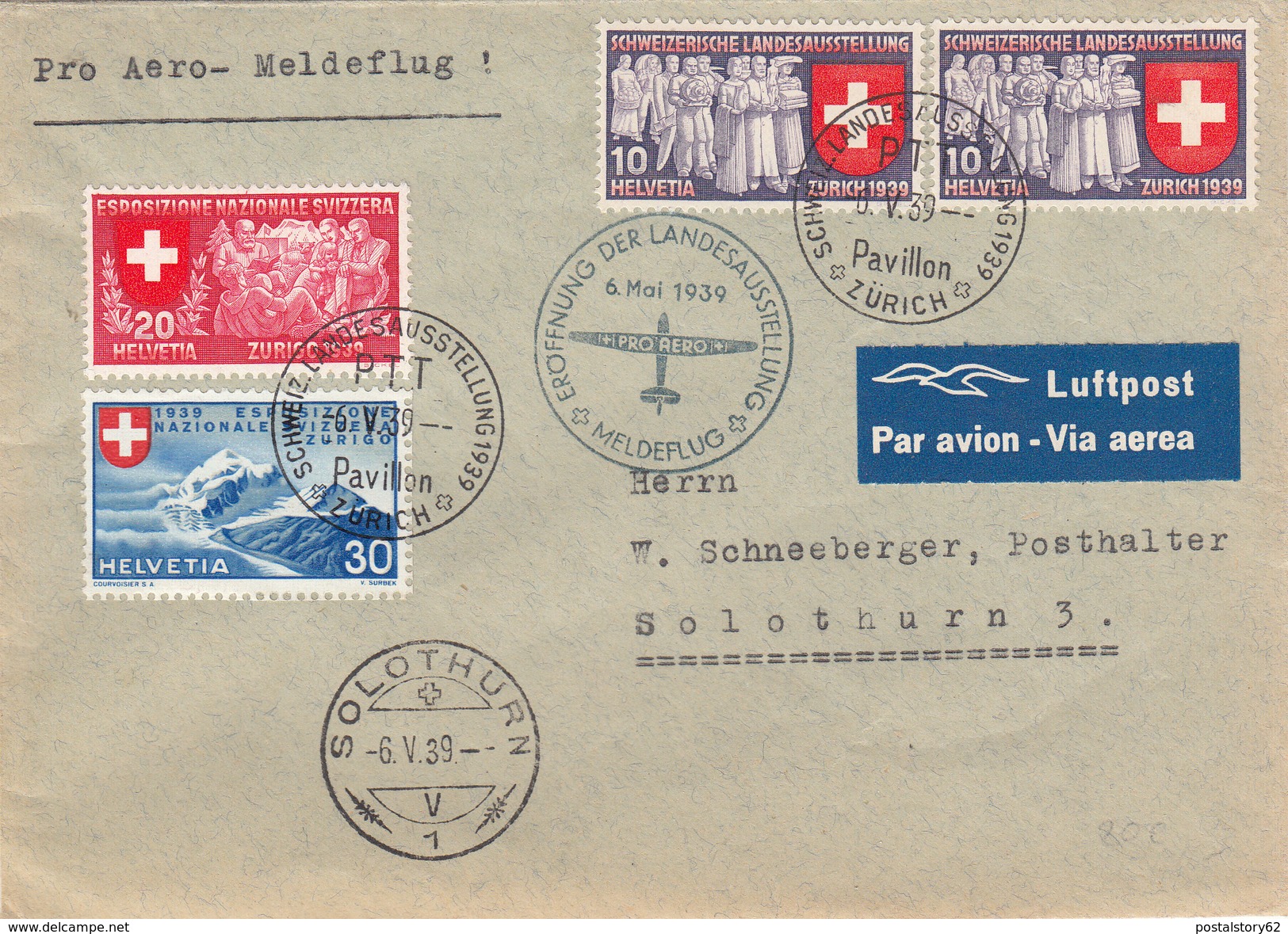 Zurigo To Solothurn, Cover 1939 - Storia Postale