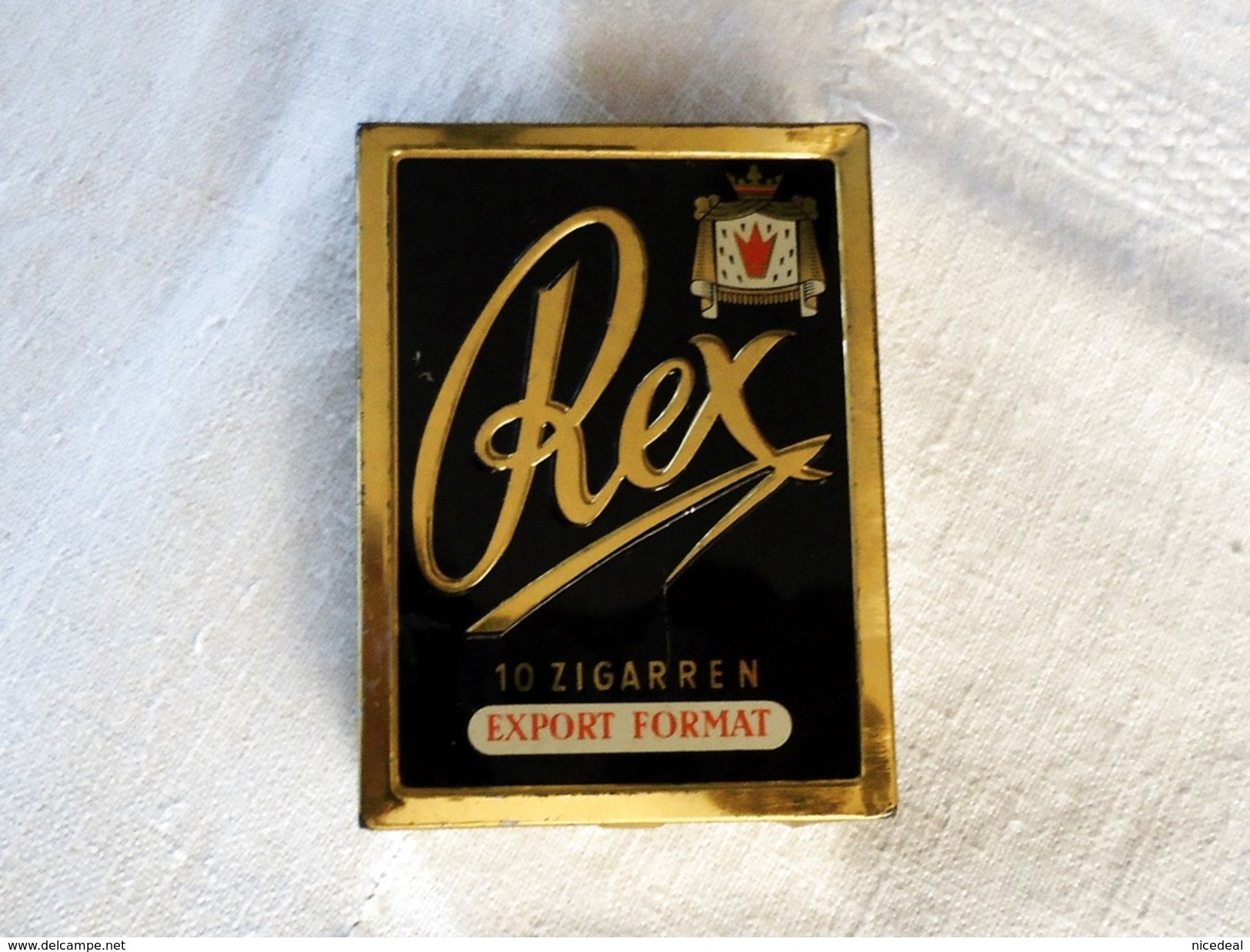 Ancienne Boite 10 Cigares Tabac REX Metal Métallique Tôle Alte Blechdose Zigarren Export Format Cigar Tin Box Tobacco - Étuis à Cigares