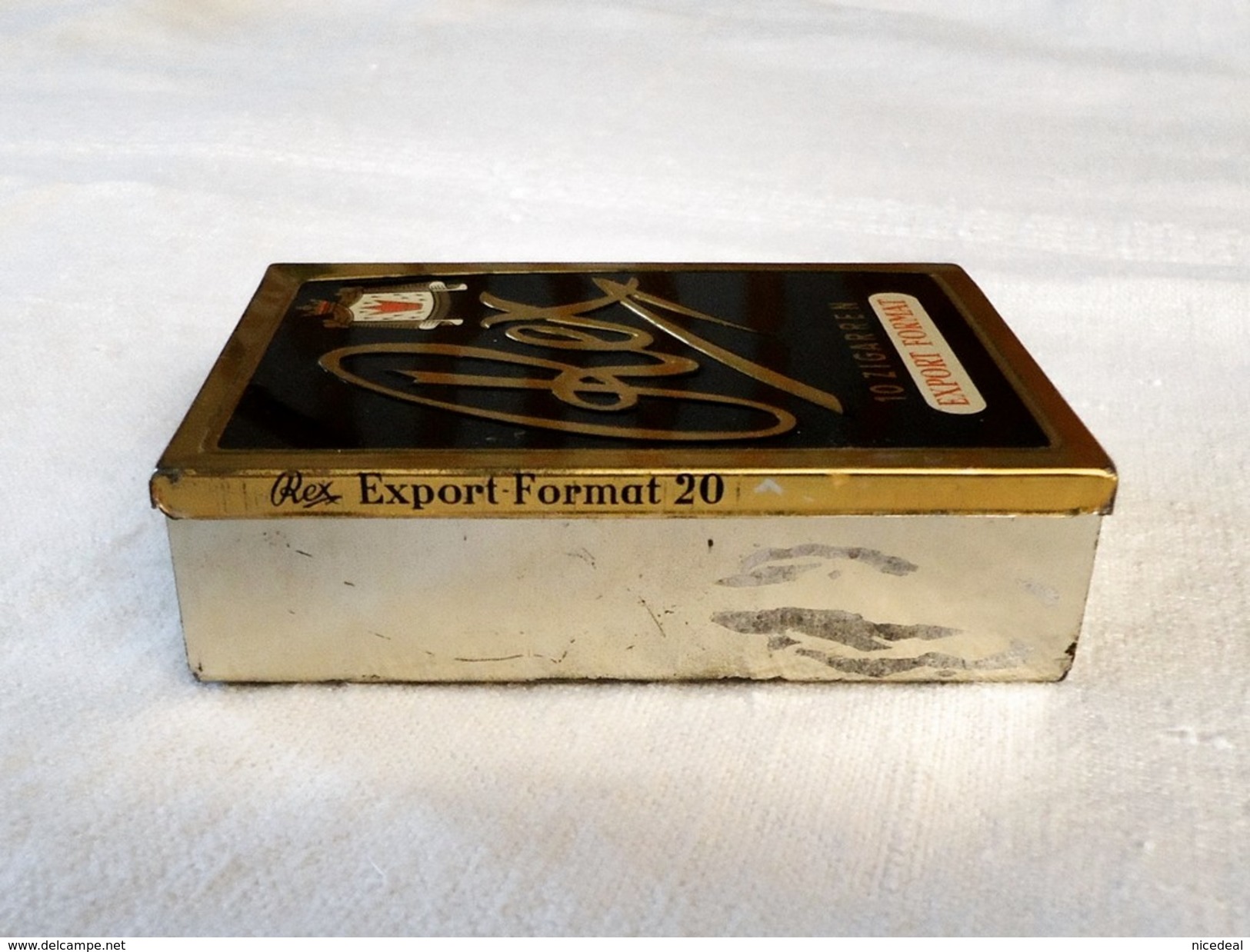 Ancienne Boite 10 Cigares Tabac REX Metal Métallique Tôle Alte Blechdose Zigarren Export Format Cigar Tin Box Tobacco - Zigarrenetuis
