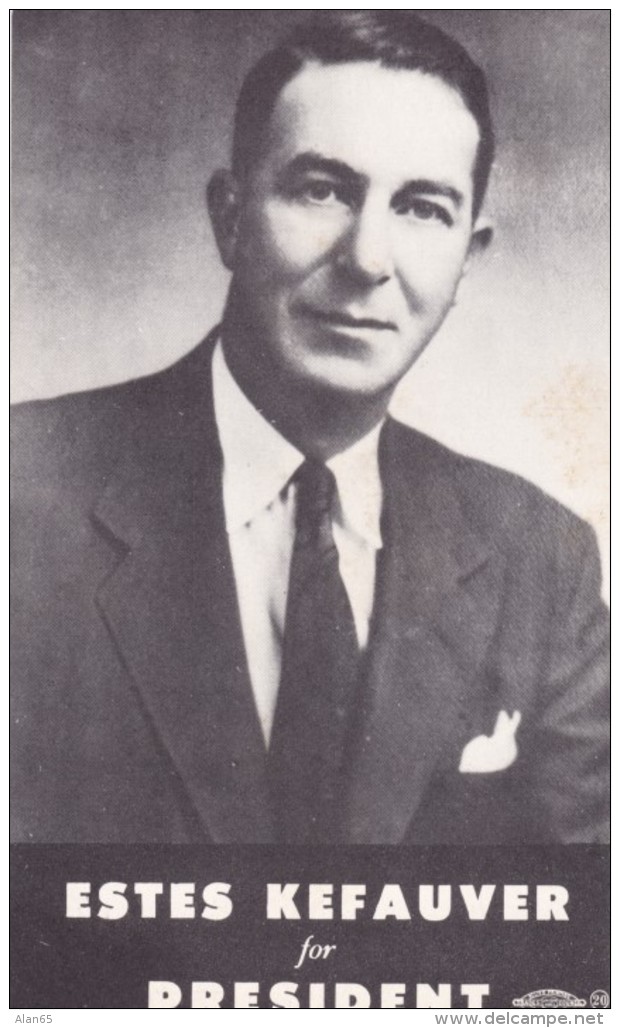 Estes Kefauver For President, Tennessee Politician Congressman Senator Stevenson's VP Candidate, C1950s Vintage Postcard - People