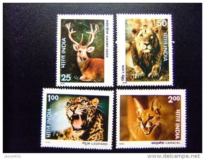 INDIA INDE 1976 FAUNA Protección Naturaleza  Yvert 494 / 97 ** MNH - Nuevos