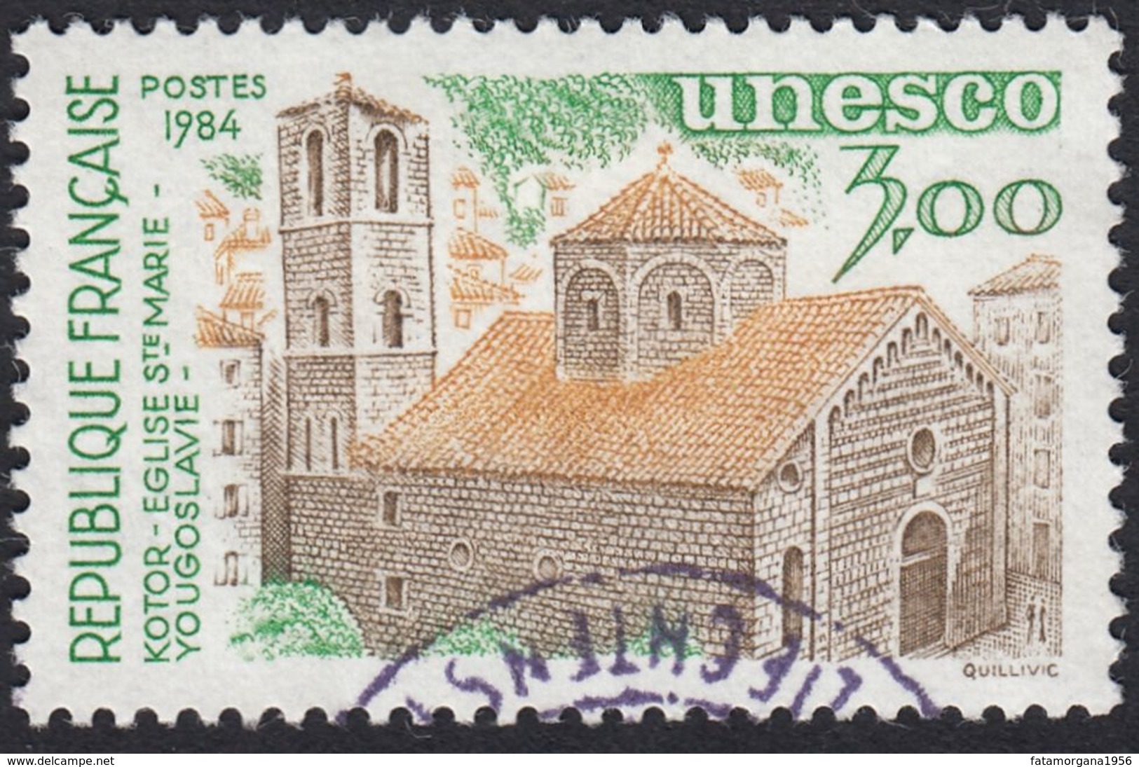 FRANCE Francia Frankreich - 1984 , Yvert 81 UNESCO, Oblitéré -  Patrimoine Universel. Église Sainte-Marie à Kotor - Used
